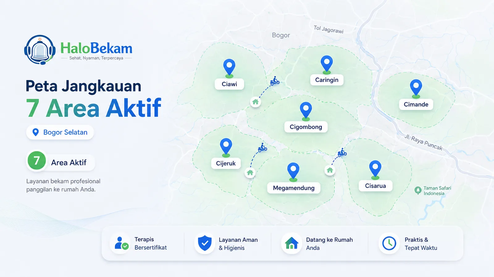 Peta jangkauan tujuh area aktif layanan HaloBekam