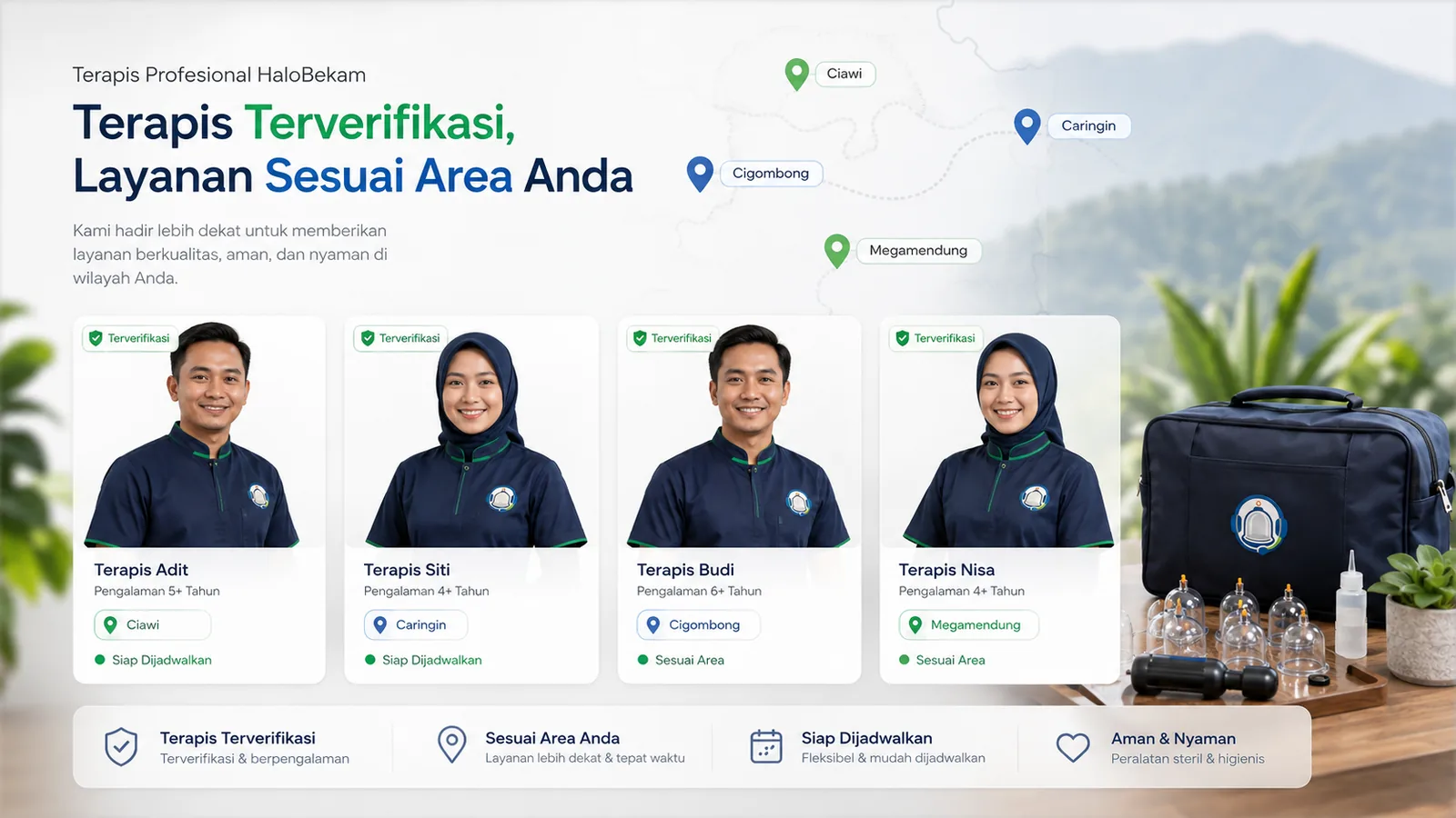 Visual profil terapis HaloBekam yang melayani berbagai area Bogor