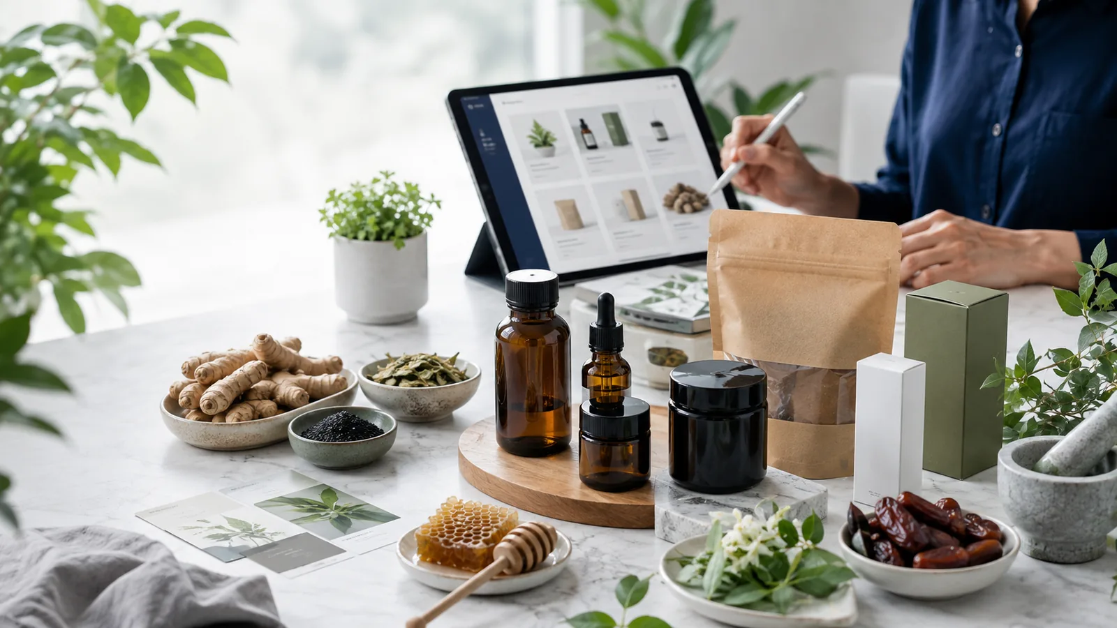 Pilihan produk herbal yang dikaitkan dengan informasi bahan dan penggunaan