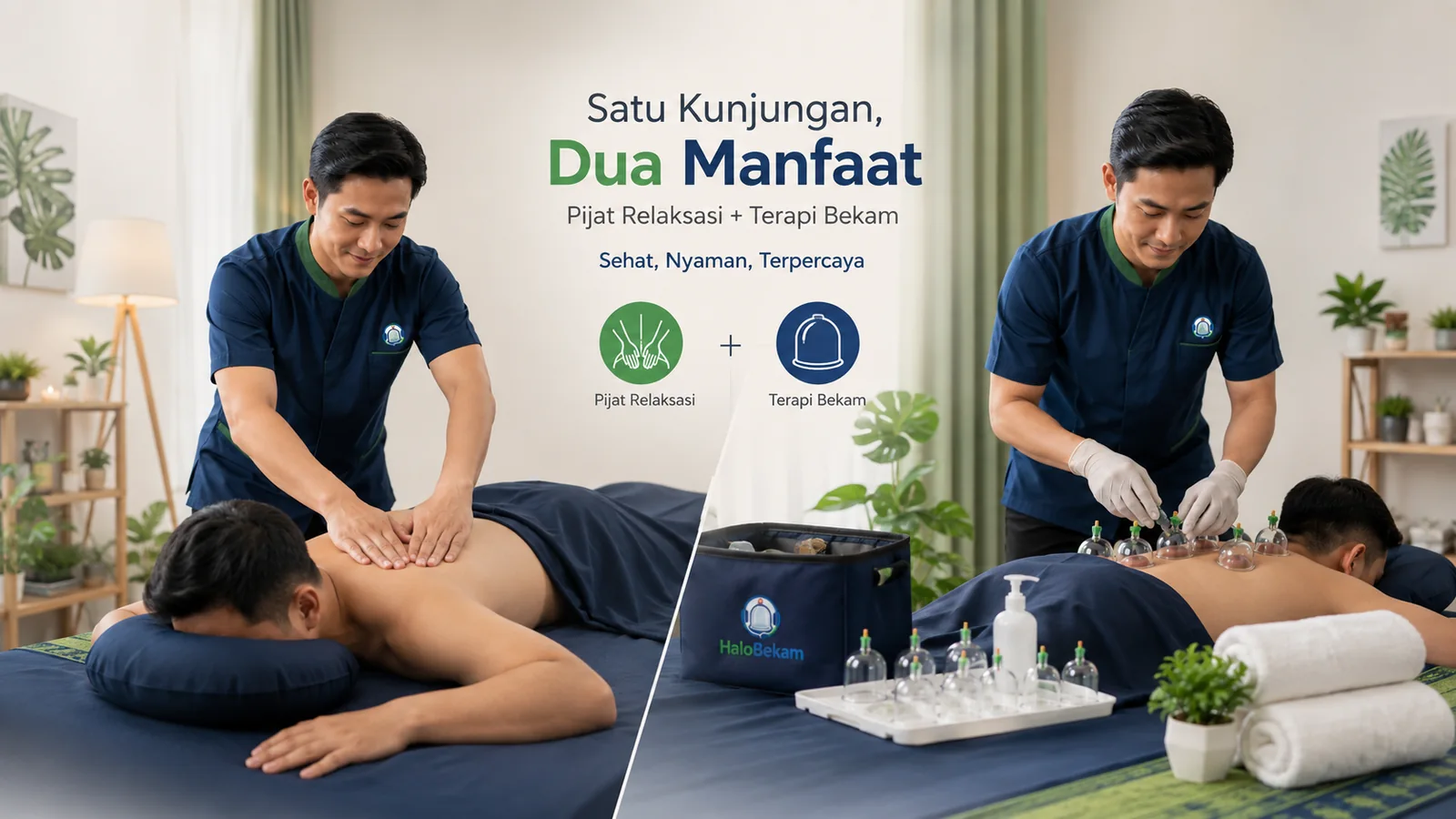 Kombinasi layanan pijat dan bekam dalam satu kunjungan HaloBekam