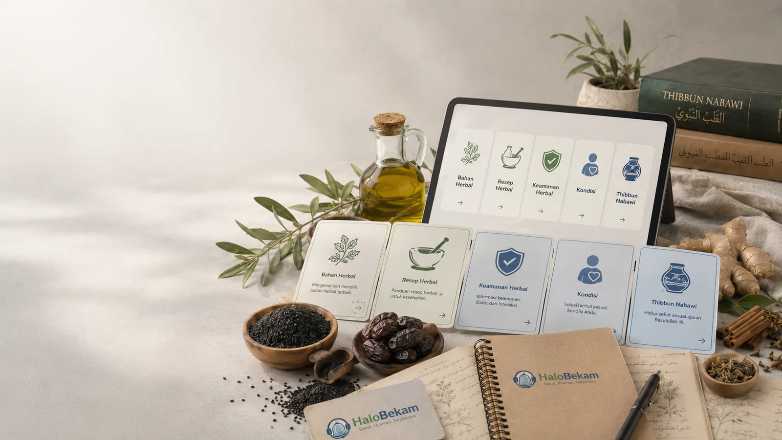 Ekosistem Herbal HaloBekam: bahan herbal, resep herbal, keamanan, kondisi dan Thibbun Nabawi